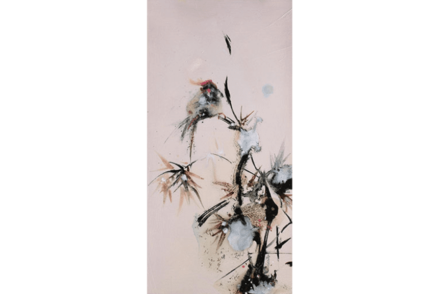 "N°05 Chinese flower and bird series" Tecnica Olio su tela Dimensione: 30 x 60 cm