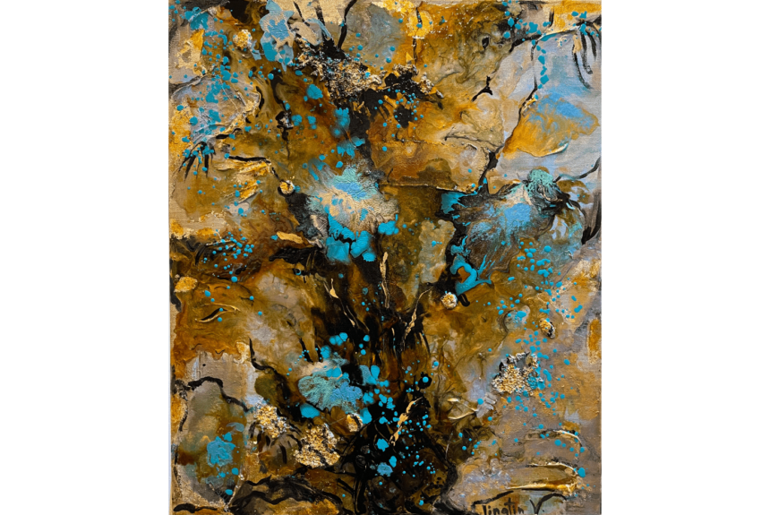 "Abstract Floral #2" Tecnica: olio, tecnica mista su tela Dimensioni: 55 x 60 cm